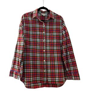 OLD NAVY  plaid Boyfriend shirt, red and blue,  Long sleeves Relaxed fit.Large